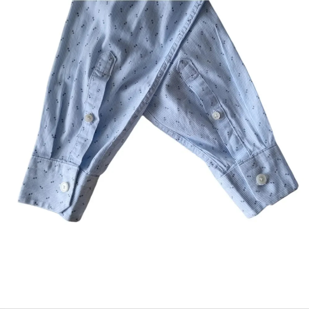 EXPRESS Blue Pattern Long-Sleeve Button-Front Men's Career Office Shirt‎ Size XS